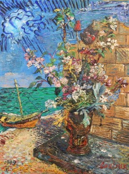 fleurs près de la mer 1949 russe Peinture à l'huile